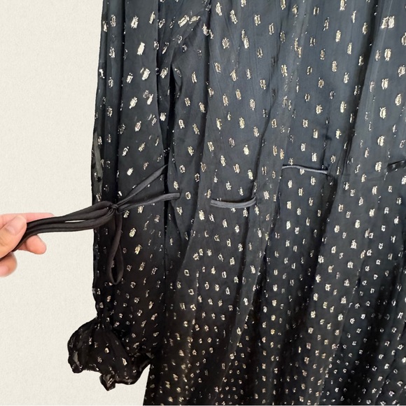 ASOS Maternity High Neck Long Sleeve Black/Gold Metallic Chiffon Mini Dress NWOT - Picture 9 of 15